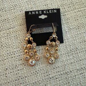 Anne Klein Gold-tone Crystal Chandelier Earrings